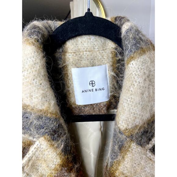 Anine Bing Flynn Jacket in Oatmeal Plaid size M - Picture 3 of 8